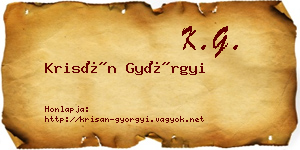 Krisán Györgyi névjegykártya